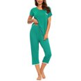 thumbnail image 3 of MINTLIMIT Ensembles de Pyjama Unis pour Femmes, Hauts à Manches Courtes et Pantalons Capri, 3 of 5