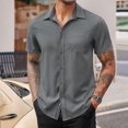 thumbnail image 2 of Birdeem Chemises pour Hommes Chemise Décontractée Unie à Manches Courtes Col Rabattu, 2 of 12