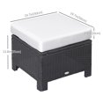 thumbnail image 3 of Outsunny Patio Rattan Ottoman w/ Cushion and Metal Frame for Garden, White, 3 of 10