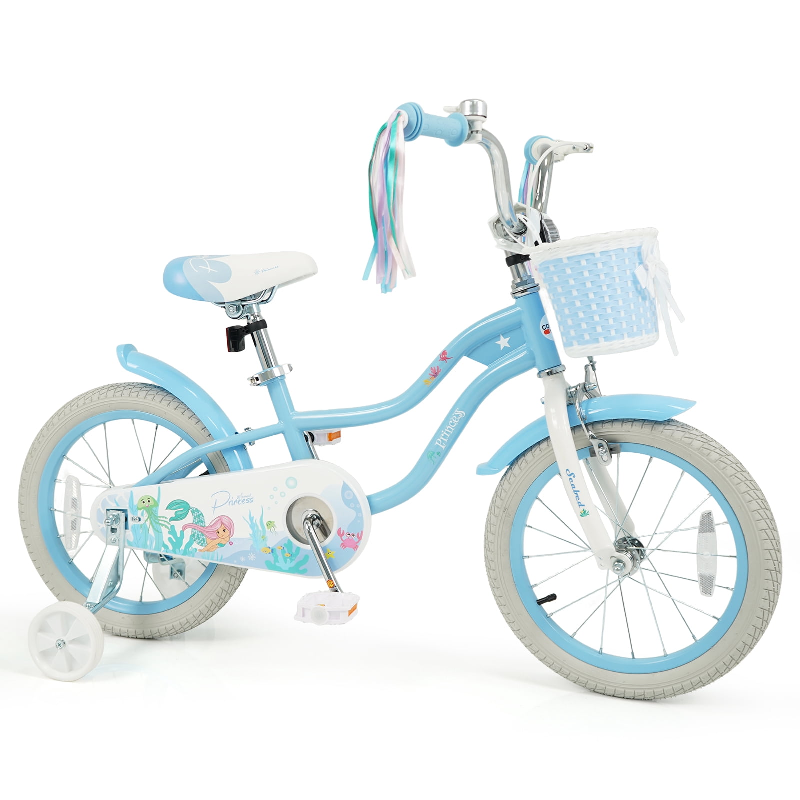 Gymax 16'' Kids Bike Toddler Bicycle w/Training Wheels Hand & Coaster Brakes Handlebar