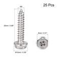 thumbnail image 2 of Uxcell M5 x 25 mm Rondelle Hexagonale Phillips en Acier Inoxydable 304 à Vis Autotaraudeuses, Lot de 25, 2 of 4