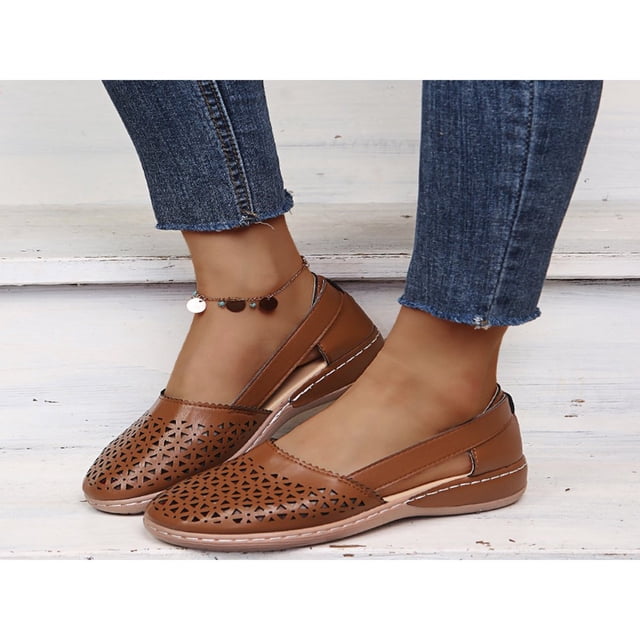 CHOK Chaussures Plates pour Femmes à Enfiler Bout Rond Respirantes Largeur Grand Mocassins Confortables Taille 9