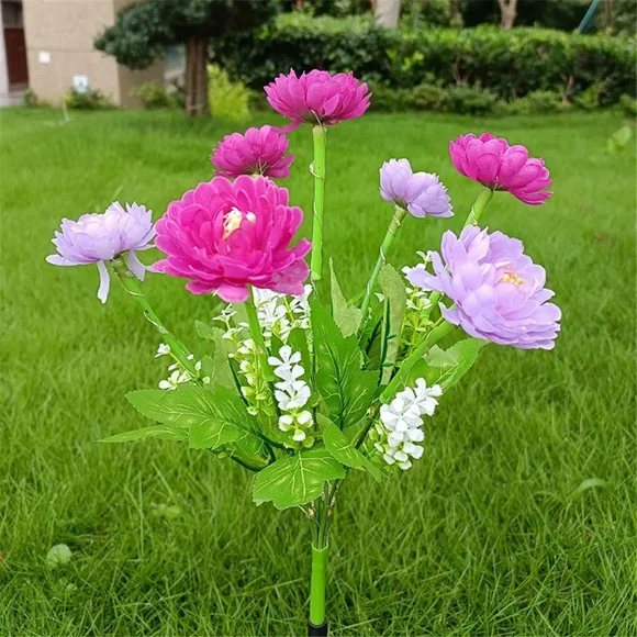 Lampe sur Piquet de Jardin Lotus Solaire, Lampe de Pelouse à Fleurs LED Étanche avec Effet Neige pour Patio, Cour, Déco de Mariage