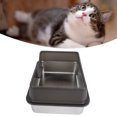thumbnail image 1 of Stainless Steel Cat Litter Box with Lid, Side Entry Metal Litter Box with High Wall Sides Enclosure, Metal Litter Pan Tray for Small Medium Cats, Includes Litter Shovel, 1 of 7
