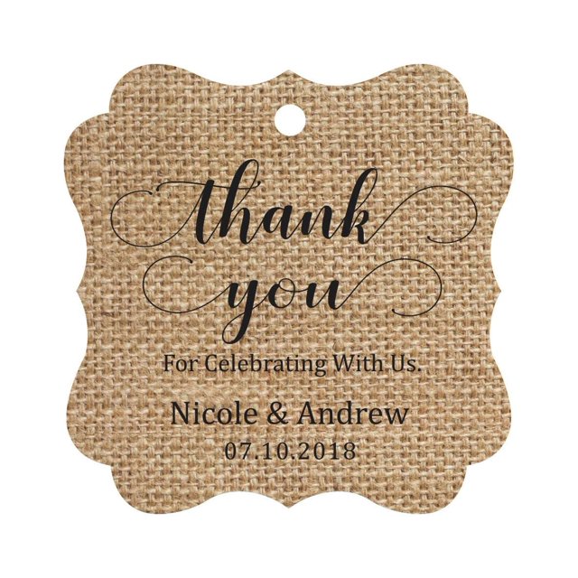 Darling Souvenir Custom Names Thank You For Celebrating With Us Wedding Hang Tags Personalized Party Tags-Burlap-50 Tags