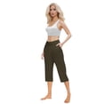 thumbnail image 4 of Plebaso Pantalons Capri pour Femmes Taille Haute Croisée Pantalons de Yoga Décontractés Raccourcis avec Poches, 4 of 7
