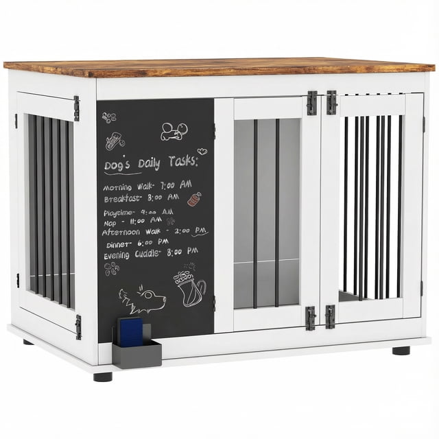 PawHut 39" Dog Crate Furniture Side End Table for Large Dogs w/ Blackboard