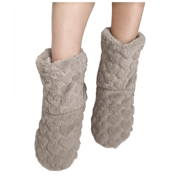 Dakaela Women's Men's Fuzzy Bootie Slippers Soft Cozy Plush Floor Socks Booties Fleece Lined Warm Winter House Shoes Khaki Size 8.5