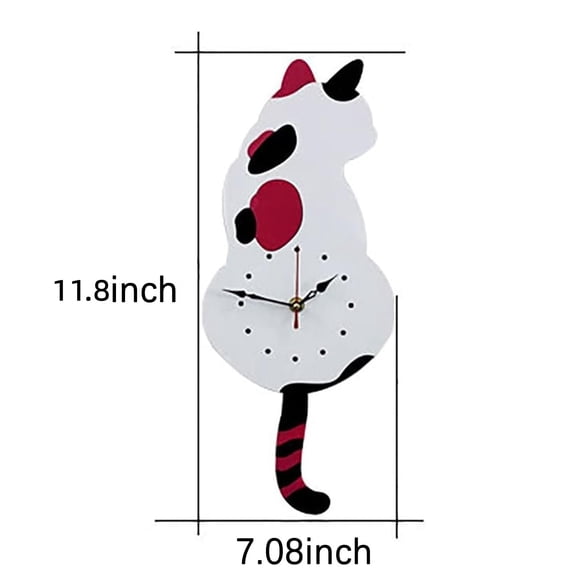 Wagging Tail Wall Clock Acrylic Quartz Silent Decorative Clock for Living Room Bedroom Kitchen Black