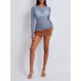 thumbnail image 3 of Faithtur Femmes Été Pure Crop Tops Manches Longues Équipée Dentelle Courte Sortir Tops pour la Fête, 3 of 9