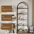 thumbnail image 1 of GloryStar 71-Inch Five-Tier Arched Display Rack, Industrial Metal Bookshelf with Adjustable Feet, Large Storage Shelf for Living Room or Office, 1 of 8