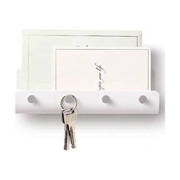 Key Holder for Wall Entryway Mail Holder for Wall Adhesive Key Rack for Wall with 4 Key Hook Wall Key Holder Key Hanger for Wall Mail Organizer Wall Mount for Entryway, Mudroom, Hallway