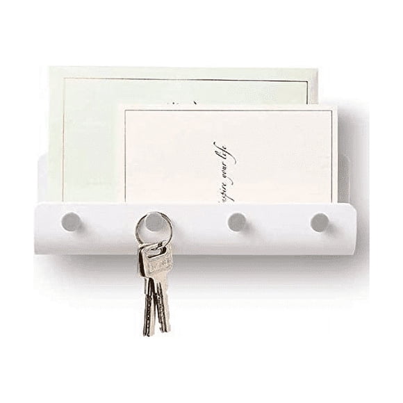 Porte-clés pour Mur d'Entrée Porte-Courrier pour Mur Support Adhésif pour Clés pour Mur avec 4 Crochets Porte-Clés Mural Porte-Clés pour Mur Organisateur de Courrier Mural Montage Mural pour Entrée, Vestiaire, Couloir