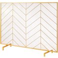 thumbnail image 1 of KFFKFF Single Panel Fireplace Screen, Robust Iron Mesh, 38.6"(L) x29.8"(H) Spark Protection, Easy Set-Up, Independent Fire Barrier Grid for Contemporary Living Room Home Decoration, 1 of 9