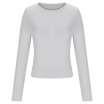 thumbnail image 5 of SROBPTY Longues Chandails à Manches pour Femmes, T-Shirt Décontracté à Col Rond pour Femmes à Manches Longues Gris, m, 5 of 5