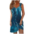 thumbnail image 1 of Ovzne Robes d'Été pour Femmes Robe de Vacances Printemps et Été pour Femmes Bouton Col en V Robe à Bretelles Grande Taille Robe Maxi Imprimée Liquidation, 1 of 5