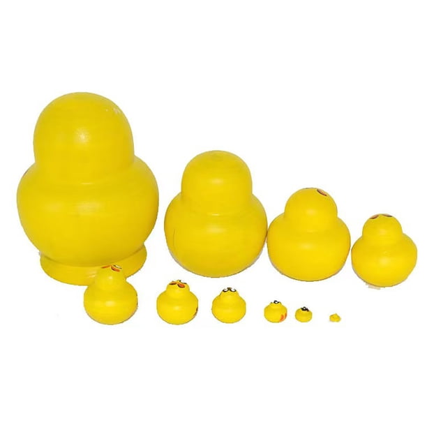 Poupées Russes Gigognes En Bois – 10 Pièces, Canard Jaune, Taille Max 11,5 Cm, Décoration Et Jouet