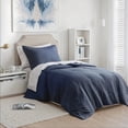 thumbnail image 1 of Regency Heights Ensemble de Literie 5 Pcs pour Lit Simple/Simple TG, Couette Réversible avec Ensemble de Draps et Taies, Bleu Marine, Couleur Unie, 1 of 12
