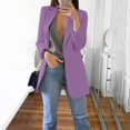 thumbnail image 1 of Meichang Womens Casual Blazers Jackets Solid Color Long Sleeve Open Front Work Office Blazers Slim Fit Lapel Jackets with Pockets Cardigans Plus Size Purple S, 1 of 8
