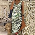 thumbnail image 2 of Pompotops Robe Longue Maxi Sans Manches à Imprimé, Col en V, Poches, Décontractée pour Femmes, Grande Taille, 2 of 8