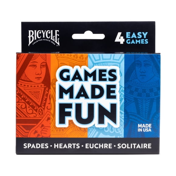 Bicycle 4 Jeux de Cartes à Jouer en 1: Euchre Hearts Piques et Solitaire (Lot de 4 Jeux de Cartes)
