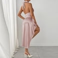 thumbnail image 4 of Mceream Womens Maxi Dress formal Plus Size Sleeveless Halter Ruched Side Slit Backless Elegant Long Dress for Party Wedding Cocktail Pink M, 4 of 6