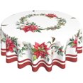 thumbnail image 1 of Nappe Ronde de Noël Poinsettia 60 Pouces, Nappes de Noël Blanches et Rouges Résistance aux Taches Polyester Nappe d'Hiver pour Fêtes Cuisine Salle à Manger Intérieur Extérieur, 1 of 1