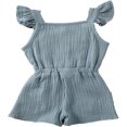 thumbnail image 2 of Toddler Baby Girls Fly Sleeve Ruffled Waistband Romper Outfits, 2 of 4