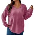 thumbnail image 1 of AherBiu Plus Size Tops for Women Ribbed Long Sleeve Hooded Pullover Spring Casual Loose Going out Tops, 1 of 7