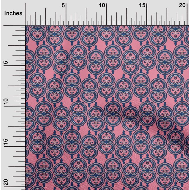 oneOone Cotton Poplin Fabric Swirl Block Print Sewing Fabric BTY 42 Inch Wide