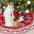 thumbnail image 1 of PHOGARY Christmas Tree Skirt Snowflake Elk Pattern Knitted Red Xmas Tree Skirt Strap Fixation Christmas Holiday Decorations 35 Inches, 1 of 6