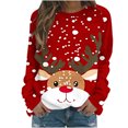 thumbnail image 1 of Pisexur Chandail en Molleton de Noël pour Femmes Sans Capuche Imprimé Graphique Vacances Col Rond Chandail en Molleton Ample Surdimensionné Automne Mode Décontracté Pull à Manches Longues pour Femmes, 1 of 3
