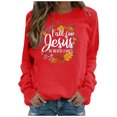 thumbnail image 2 of Babysbule Liquidation Hauts à Lettres pour Femmes Dames Automne Imprimé Ample Manches Longues Col Rond Chandail à Enfiler Haut T-Shirt Haut, 2 of 5