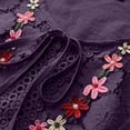 thumbnail image 5 of AherBiu Hauts d'Été pour Femmes Décontractés Manches 3/4 Coton Lin Blouses Amples Dentelle Ajourée Boho Fluides, 5 of 5