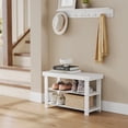 thumbnail image 2 of LEDREM 3-Tier Bamboo Shoe Rack Bench, Entryway Storage Organizer with 286lb Capacity, Multi-Use Shelf, Seat, Quick Assembly, Cloud White, 2 of 7