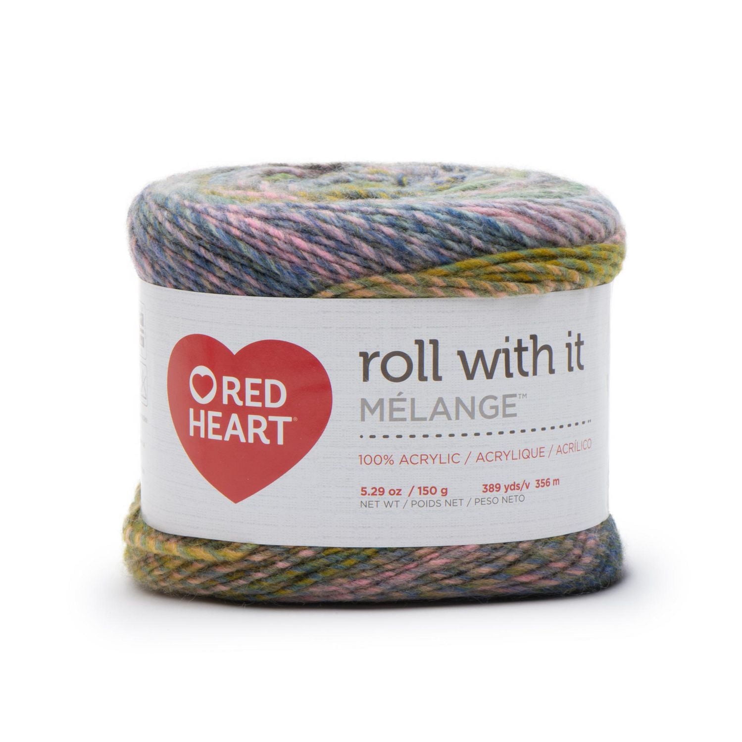 Red Heart® Roll with it melange™ #4 Worsted (Medium) Acrylique Fil, 5.29oz/150g 389 Yards