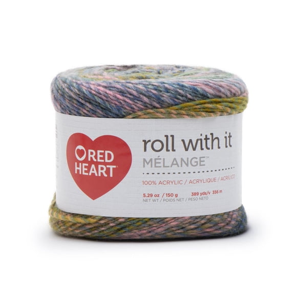 Red Heart® Roll with it melange™ #4 Worsted (Medium) Acrylique Fil, 5.29oz/150g 389 Yards