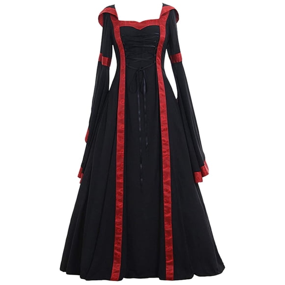 UPPADA Black Renaissance Dress Victorian Dress for Women 1800s Ball Gown Dresses Renaissance Medieval Dress Lace Up Floor-Length Halloween Dresses Fantasy Dress for Women