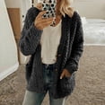 thumbnail image 2 of Women‘s Fleece Sweater Open Front Cardigan Plus Size Button Down Coat Winter Thermal Outwear Sweatshirt (XL  White), 2 of 6