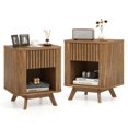 thumbnail image 1 of Costway 2 PCS Wood Nightstand with Drawer & Open Shelf Storage Home Bedside Table for Bedroom, 1 of 9