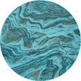 thumbnail image 1 of Ahgly Company Tapis d'Intérieur Lavable à la Machine, Carré, Transitionnel, Vert Sarcelle, Tapis de Zone, 3 Pieds Carré, 1 of 7