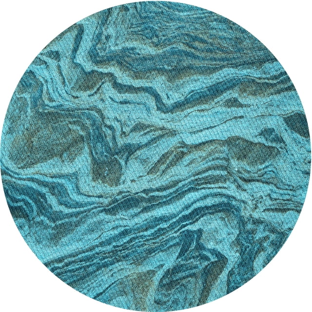 Ahgly Company Tapis d'Intérieur Lavable à la Machine, Carré, Transitionnel, Vert Sarcelle, Tapis de Zone, 3 Pieds Carré