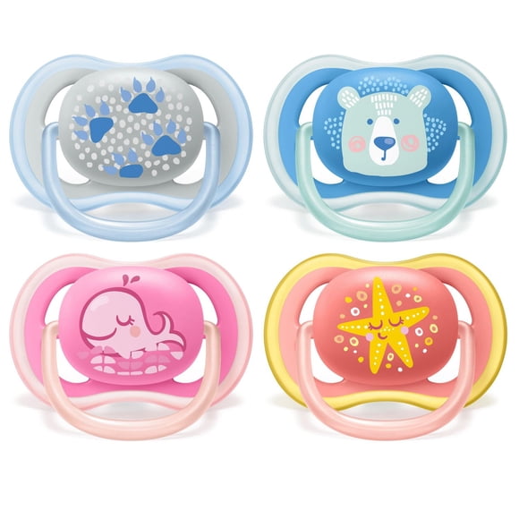 Suce ultra-aérée Philips Avent, 6 à 18 mois, motifs de baleine/empreinte, emb. de 2, SCF085/06