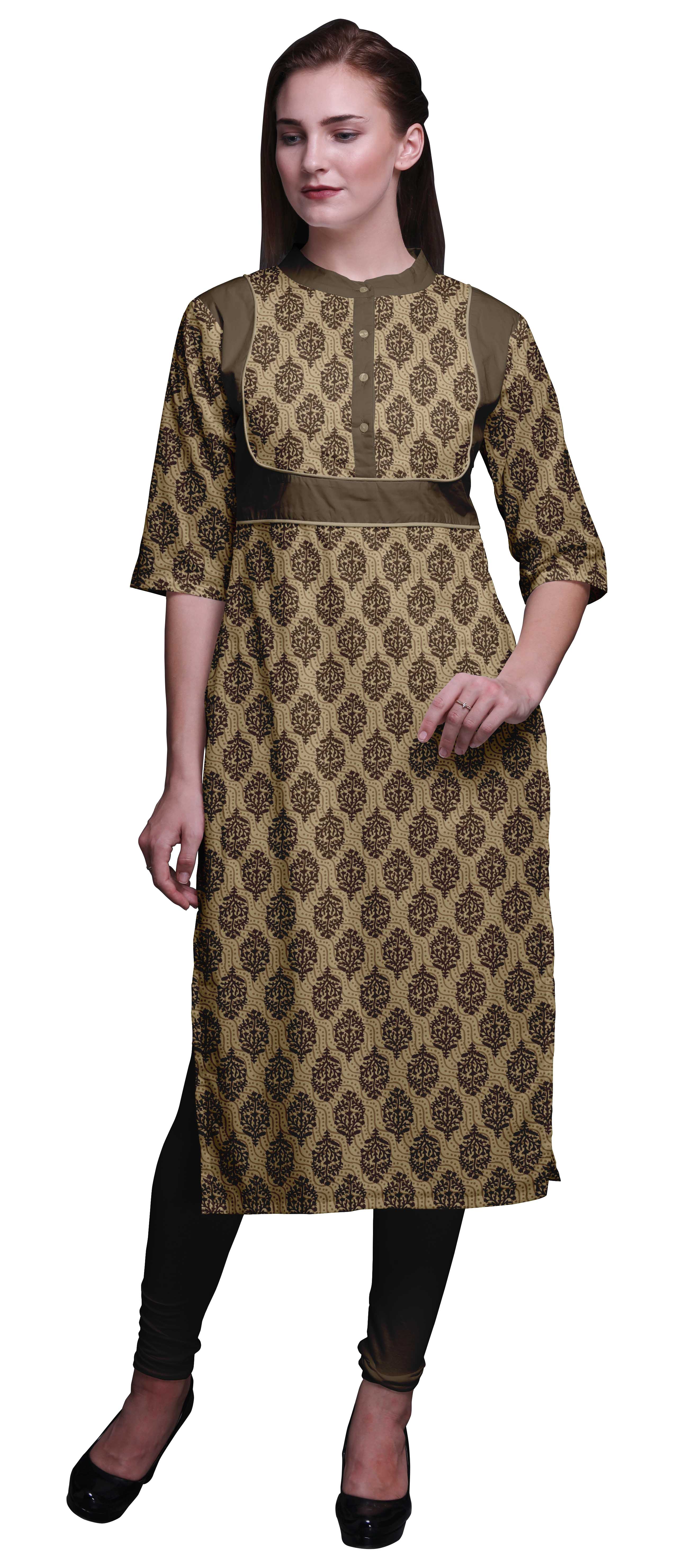 Bimba Straight KurtisForWomen Printed Long Kurti Dress Indian Top