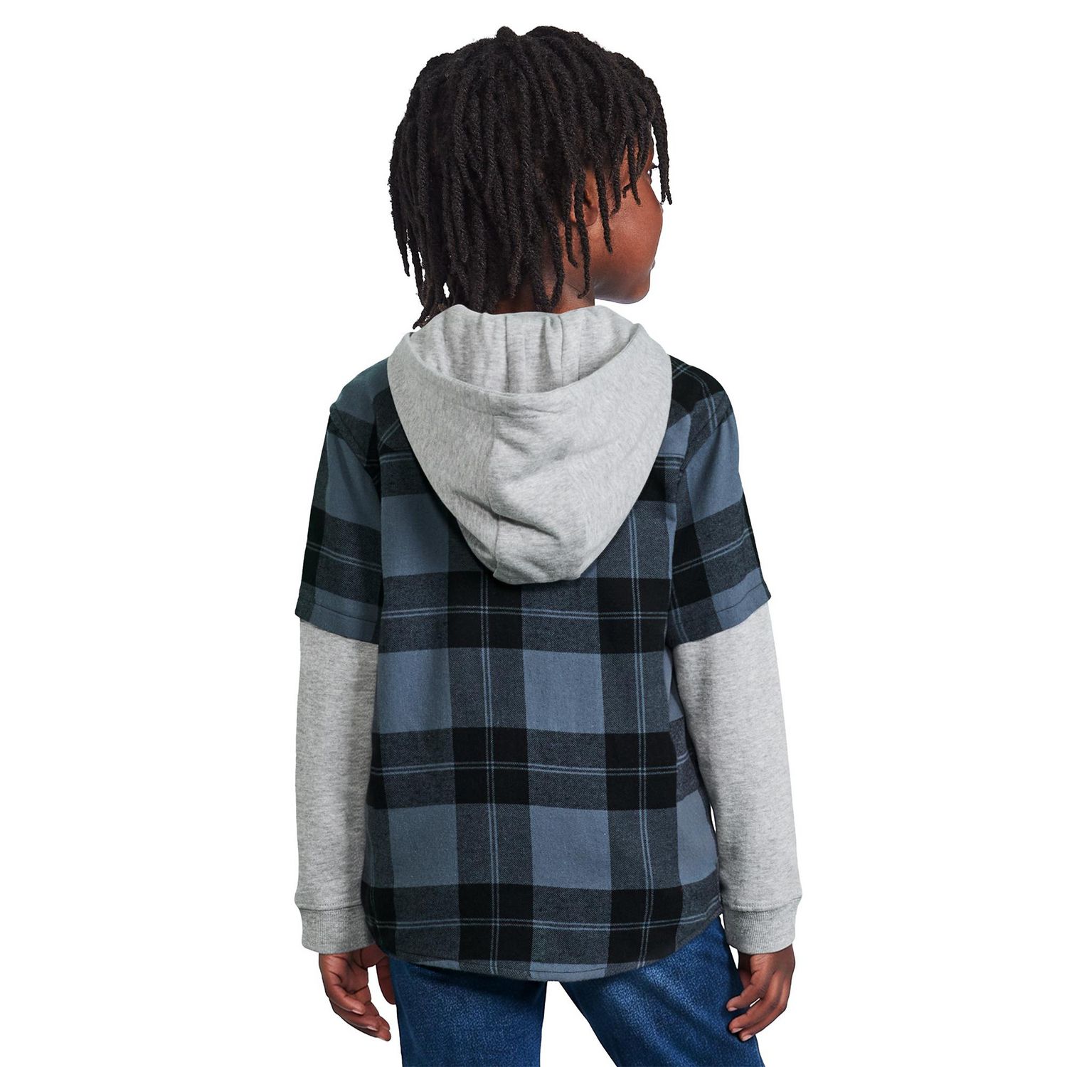 George Boys' Hooded Flannel Long-Sleeve Fooler Shirt