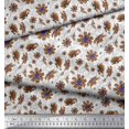 thumbnail image 2 of Soimoi Rayon Fabric Leaves & Cosmos Floral Printed Fabric 1 Yard 42 Inch Wide, 2 of 3