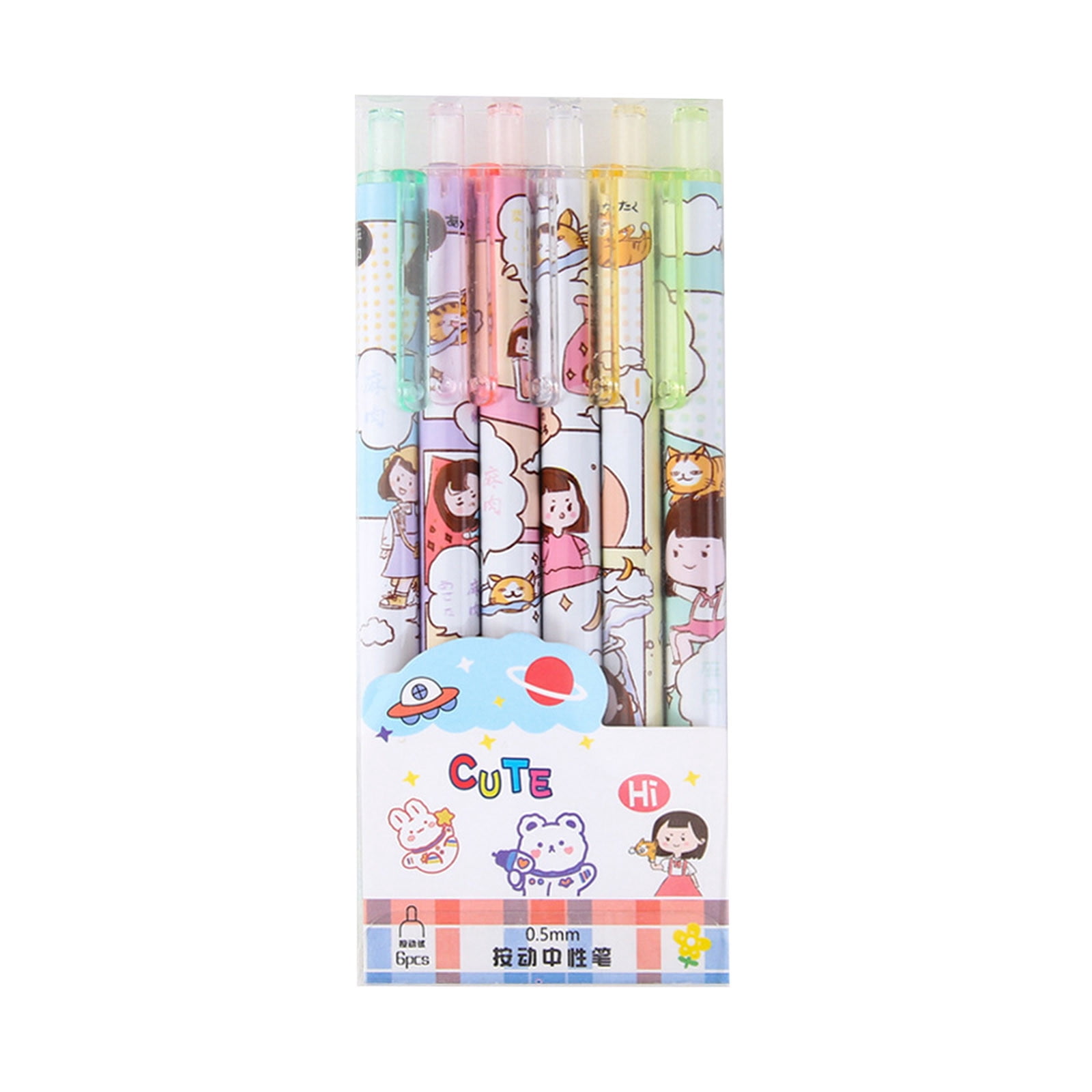 6 Boxed Press Gel Pen Press Type Office Pen Student Test Pen Black Water Pen (2ml), Czzoypi Under $5! 6 Boxed Press Gel