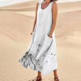 thumbnail image 2 of TJAZFJPA Robe Noire et Dorée Mode Femme Col Rond Décontractée Imprimé Pissenlit 3D Sans Poignets Poche Longue Robe Débardeur Robe Décontractée Combinaison Robe Robes de Soirée pour Femmes, 2 of 6