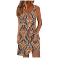 thumbnail image 1 of Ovzne Robes pour Femmes Robe de Plage Robe de Printemps et d'Été pour Femmes Vacances Bouton Col en V à Bretelles Robe Haut Robe pour Femmes Imprimée Liquidation, 1 of 6