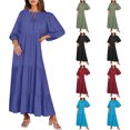 thumbnail image 1 of Gspmoly Robes d'Été pour Femmes, Robe Décontractée Européenne pour Femmes et Nouvelle Robe à Manches Unie à Manches Longues, Col Rond et Longueur Cheville, Robes Formelles pour Femmes en Liquidation, 1 of 6